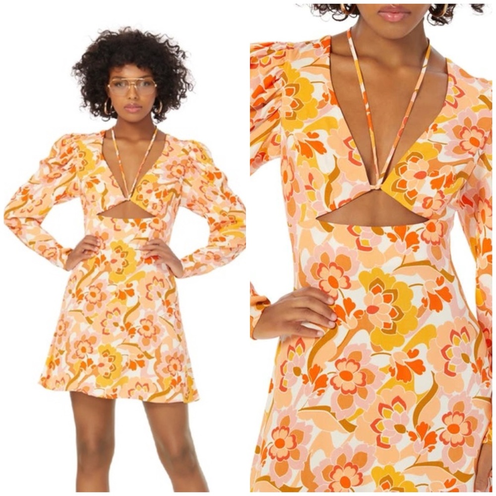 AFRM ~ vintage floral keyhole mini dress